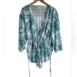 Leaf Patterned Swim Cover-Up